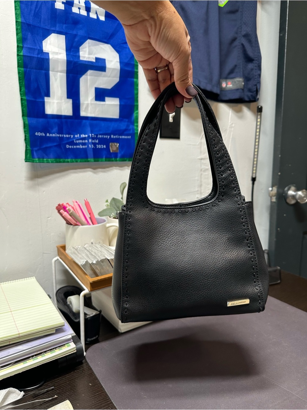 Nine & Co. Black Mini Top-Handle Leather Bag